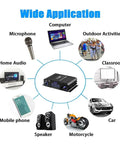 Diagram showing applications for 4 Channel Bluetooth 5.0 HiFi Power Amplifier With 50W Per Channel And 1200W Max for various devices