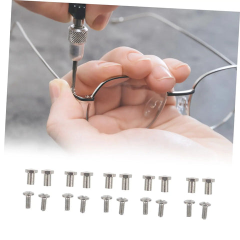 Person using Eyeglasses Repair Kit With Replacement Screws And Screwdriver For Sunglasses And Glasses Quick DIY Fix Toolkit