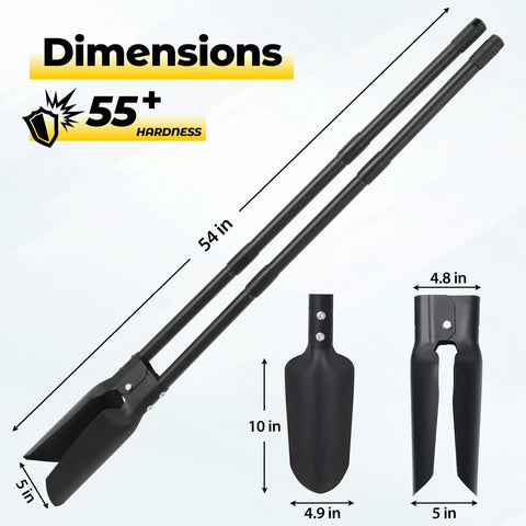 Heavy Duty Post Hole Digger With 55 Inch Handle And Dual Sharp Blades For Digging Weeding Cultivating And Soil Plugging Manual Garden Shovel