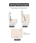 Mounting positioning diagram for Two Pack 14 Inch Gas Spring Hinges For Toy Boxes And Cabinets 150N Heavy Duty Soft Close Safety Hinges