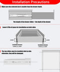 Metal Drawer Slides Full Extension With Ball Bearing Runners For Cabinets And Cupboards Ultra Quiet Smooth Closing installation diagram
