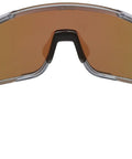 Cayman Blue Mirror Lens Wraparound Safety Glasses With Tight Grip Nose Pads and Flexible Arms, front view with clear frame.