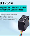 Single Point LiDAR Sensor For Drones And Robots With 0.1 To 14 Meters TOF Range 940 Nm Infrared, front view with dual lenses.