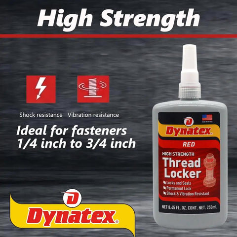Red High Strength Thread Locker For Large Fasteners 8.45 Oz Bottle Permanent Locking Anaerobic Adhesive Heavy Duty Vibration Solvent Resistant 2 Pack Industrial