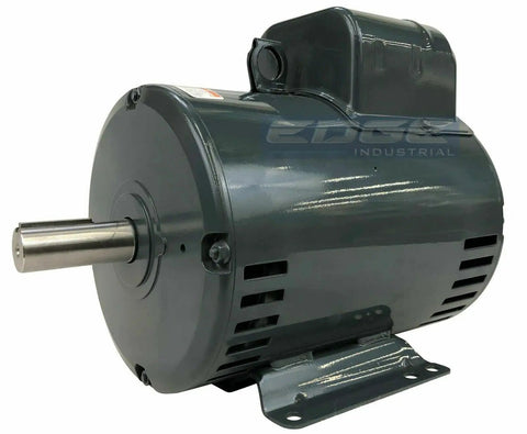 Heavy Duty Rock Solid Workhorse Electric Motor For Compressor Duty 5HP Single Phase 230V 184T Frame side view showing motor shaft.