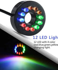 12 LED lights for Submersible Fountain Pump With 400 GPH 1800 LPH, Ultra Quiet 25W, 3 nozzles, color changing.