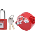 Heavy Duty Valve Lockout Safety Padlock For Home Gas And Water Meters With Adjustable Handwheel Fit, includes keys and lockout device.