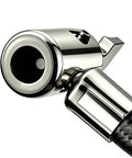 Sick Car Tire Inflator Hose Pump Adapter With Brass Universal External Threads Fits Bikes Electric Rides And Cars Durable Reinforced Rubber Braided Featuring Twist Lock Chuck Design Keeps Air Pressure Locked In Solid Build No Hassle, close-up chrome chuck