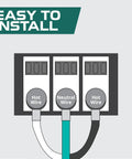 Diagram showing easy installation guide for Three Prong Dryer Cord Ten Foot 30 Amp Appliance Extension Cord with labeled wires.