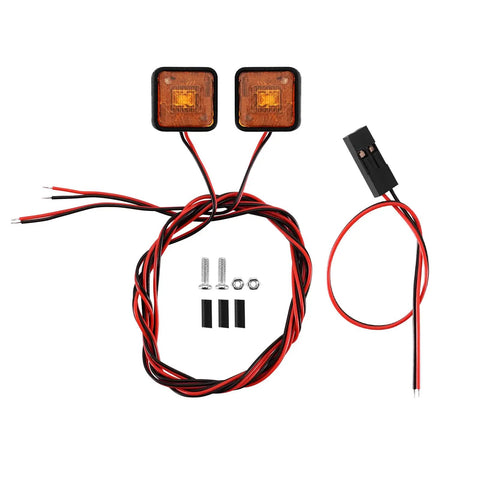 Lit Side Marker Lights For RC Cars 10x10mm Three Color White Yellow Red with 450mm wiring, screws, and heat shrink tubing set