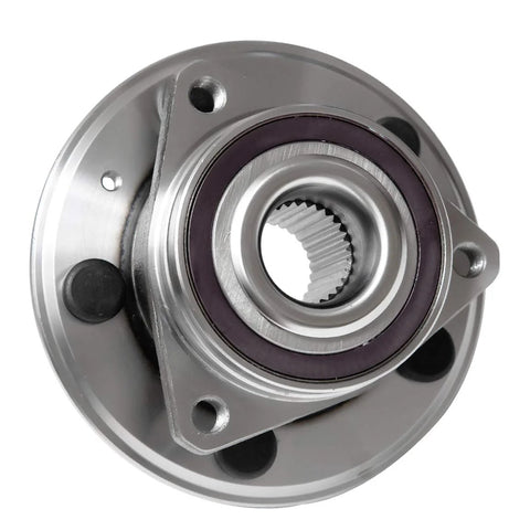Solid Front Wheel Hub And Bearing Assembly 5 Lug Fits Buick LaCrosse Regal Cadillac XTS Malibu Equinox GMC Terrain Saab Nine Five Premium ISO Certified Replacement, close-up view