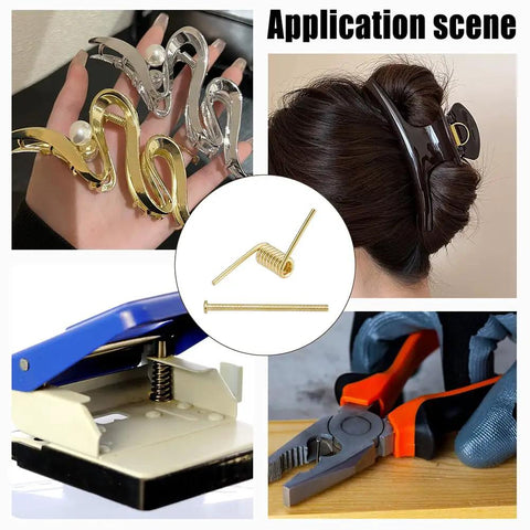 Hair Claw Clip Spring Replacement Kit 40 Sets Of Gold Torsion Springs With Screws DIY Repair applications image