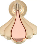 Gold modern metal cabinet door knob with unique design for single hole install, part of sleek minimalist handle set with retro charm.