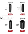 500Pcs Black Vinyl Rubber End Caps Kit With Multiple Sizes For Screws And Threads To Keep Dust Out And Protect From Rust On Metal Rods While Slowing Down Family Cuts And Scratches All Around, size chart of 25 pcs caps