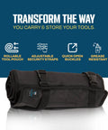Black Roll Up Wrench Organizer With 24 Slots And Built In SAE And Metric Labels Sturdy Tool Roll Up Bag