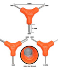 Compact 3 Way Y Hex Wrench Set For Bikes With Internal Hex Torque Spanner, Carbon steel in 2.5, 3, 4, 5, 6, 8mm sizes.