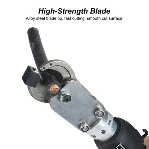 Close-up of the high-strength blade of Beefy 70 KN Cordless Hydraulic Cable Cutter For 30mm Cables Electric Hydraulic Cutting Tool