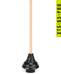 Heavy Duty Toilet Plunger Featuring Double Thrust Rubber Cup And Sturdy Wooden Handle Commercial Grade Drain Unclogger with solid wood handle.