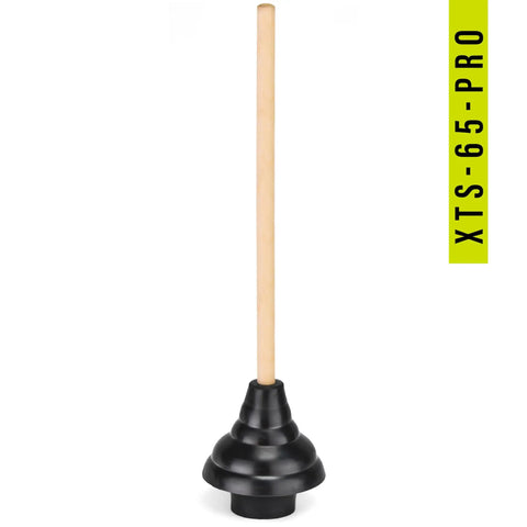 Heavy Duty Toilet Plunger Featuring Double Thrust Rubber Cup And Sturdy Wooden Handle Commercial Grade Drain Unclogger with solid wood handle.