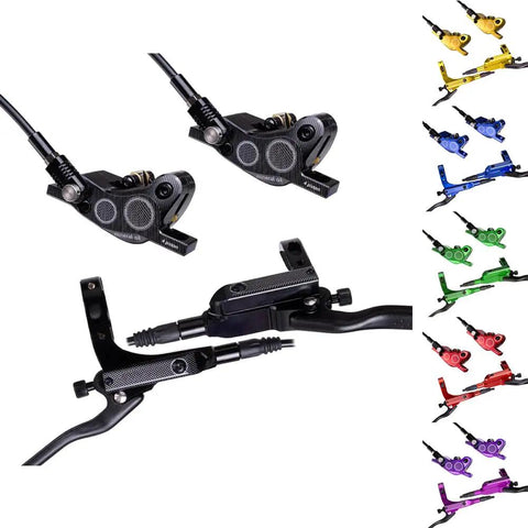 Four-Piston Hydraulic Disc Brake Kit For Mountain Bikes With Left Front 800mm And Right Rear 1450mm Lines Aluminum Alloy Construction
