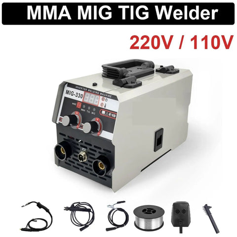Three In One MIG MMA TIG Welding Machine Inverter Welder With Flux Cored Wire No Gas Soldering Kit 110V US Semiautomatic Arc Welder