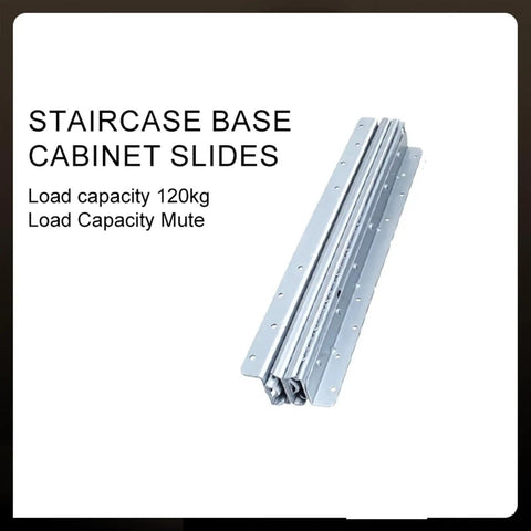 Rock Solid Three Section Staircase Drawer Slides With Silky Soft Close Dampers And Heavy Duty Steel Ball Bearings Crafted For Under Stair Shoe Cabinets Load capacity 120kg.