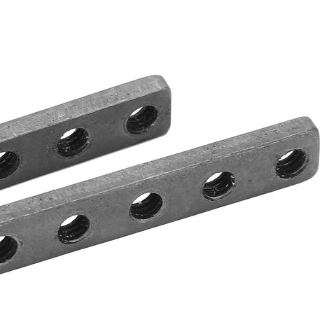 Rock Solid Stainless Steel Threaded Plates For Robot Rig Hardware And Precision Mounting Fasteners Rust Proof Brackets For Weekend Projects Killer Quality Two Piece Set close-up showing five holes and precision threading.