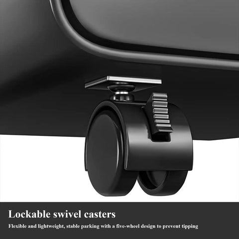 Close-up of lockable swivel caster on Compact Metal Rolling File Cabinet With Lock For Home Office, 3-Drawer Under-Desk Storage