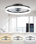 Smooth Ride 20 Inch Low Profile Ceiling Fan With Stepless Dimmable Led Light And Smart App Remote, Quiet Six Speed Reversible Motor In Matte Black for modern bedroom.