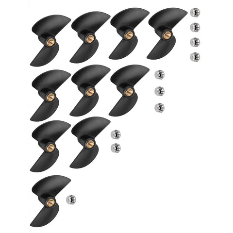 10 Pack RC Boat Propellers For High Speed Brushless Boats Replacement Propeller Set displayed with metal fittings