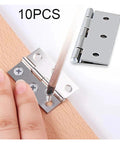 Rotating Concealed Hinges For Doors And Cabinets, 10 Pack Stainless Steel, being installed on wooden surface with screwdriver