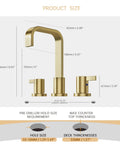 8 Inch Brushed Gold Widespread Bathroom Faucet With 2 Handles And 3 Holes Dimensions Guide Satin Gold Finish