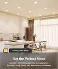Modern kitchen with 6 Pack 4 Inch LED Recessed Lights Slim Canless Ceiling Lighting 650 Lumens 10W Warm White 3000K Dimmable