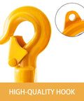 Close-up of yellow hook on Built Tough Heavy Duty Spring Balancer 33-49 Lbs 15-22 Kg Retractable Tool Holder