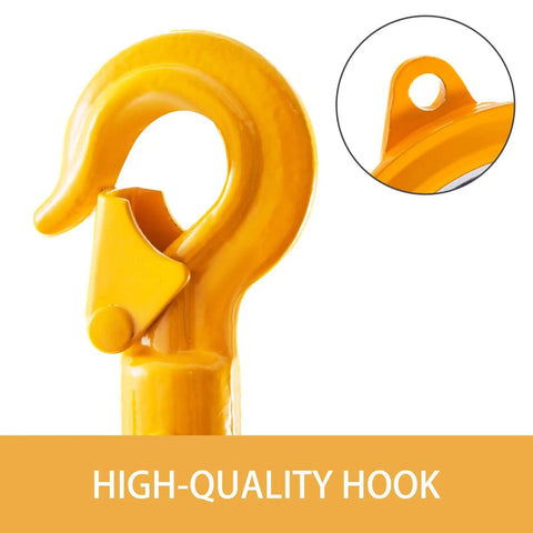 Close-up of yellow hook on Built Tough Heavy Duty Spring Balancer 33-49 Lbs 15-22 Kg Retractable Tool Holder