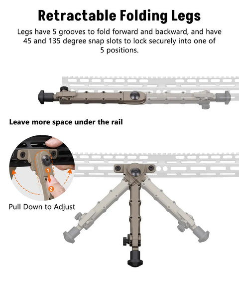 Lightweight Aluminum Rifle Bipod 7.5 To 9 Inches For M Lok Attachment Direct Mount No Adapter Required Adjustable Shooting Rest
