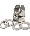 All In One 304 Stainless Steel Hex Nut Kit With Flat Washers And Lock Spring Washers for DIY Repairs and Furniture Maintenance