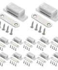 12 Pack Beefy Magnetic Cabinet Door Catches For Kitchen And Bathroom White 15 Lb Strong Pull Closures For Cabinets Cupboards Wardrobes Drawers With Screws Included