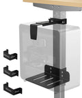 Heavy Duty Under Desk PC Mount With No Drill Clamps Holding CPU Under a Desk with Adjustable Bracket Sizes