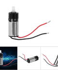 6mm micro gear motor by Amazon, red and black wires, white shaft, metal housing, DC3V.