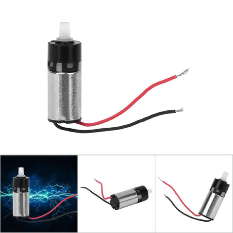 6mm micro gear motor by Amazon, red and black wires, white shaft, metal housing, DC3V.
