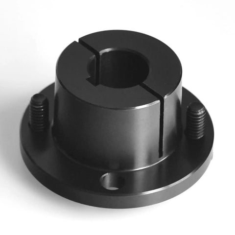 3/4 Bore H Style Steel Sheave Pulley Bushing Split Taper Locks Tight On Keyed Shaft Wrench Friendly angle view of steel bushing