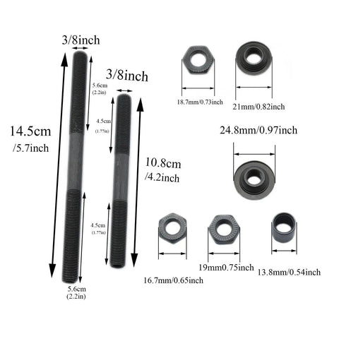 Diagram of Dope Quick Release Bicycle Skewer Set For Road Mountain And BMX Wheels showing axle measurements and components