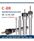 Spindle Extension Rod With ER Collet For Milling Machine And Lathe showcasing various sizes and accuracy for precision cutting.