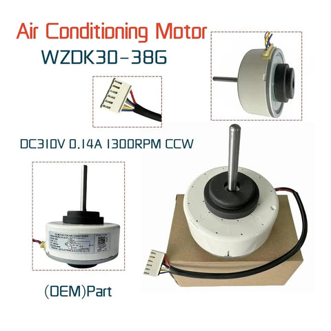 DC Brushless Air Conditioner Fan Motor 30W Inverter Drive RD 310 30 8T with wiring connectors displayed on box