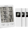 Indoor Outdoor Thermometer With 3 Remote Sensors Wireless Digital Hygrometer And Temperature Humidity Monitor With Large LCD Real Time Readings Max Min History Comfort Indicator 200 Ft Range, front view
