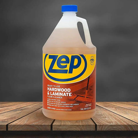 Ready To Use Hardwood And Laminate Floor Cleaner No Drama Stain Scuff Eraser Fast Drying No Rinse Formula Polyurethane Friendly in a 1-gallon jug.