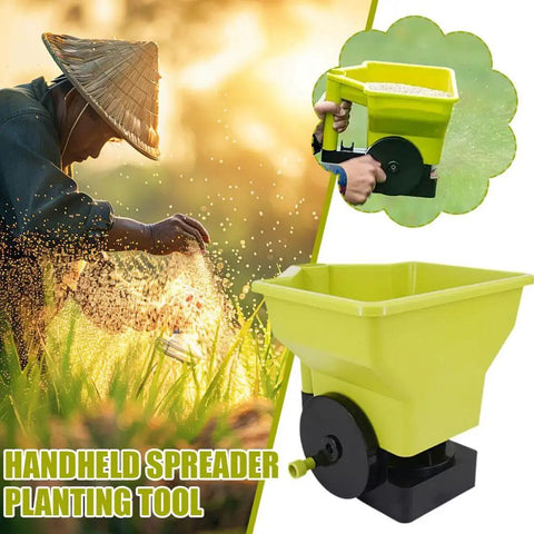 Handheld Grass Seed Spreader For Lawns And Gardens Reusable Fertilizer And Salt Broadcast Spreader Ergonomic Grip Adjustable Dial