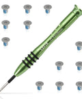Solid Setup 12 Pack M2x3 Torx T5 Laptop Hardware With Snappy Precision Driver in green with screws for Dell Xps HP Envy Razer Blade.
