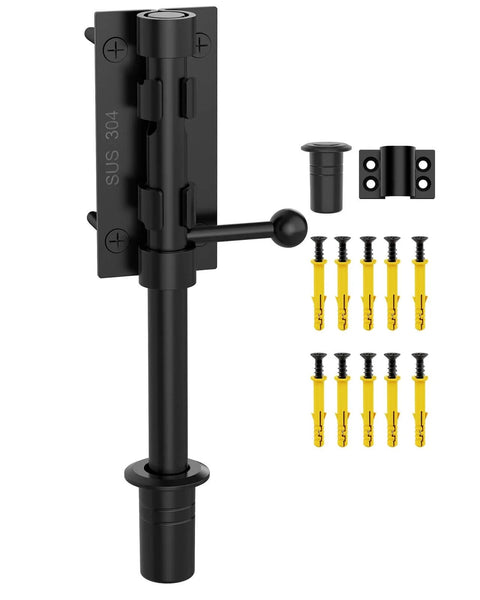 304 Stainless Steel Slide Bolt Gate Latch 8 Inch Sliding Barrel Bolt Door Lock Heavy Duty Ground Latches Hardware For Wooden Shed Barn Doors Gate Outdoor Fence Yard Black 1 Piece
